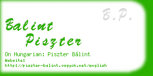 balint piszter business card